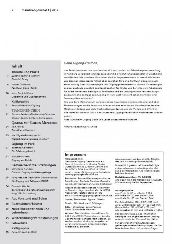 Nachrichten der Deutschen Qigong Gesellschaft 1/2012