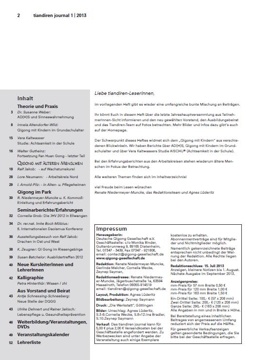 Nachrichten der Deutschen Qigong Gesellschaft 1/2013